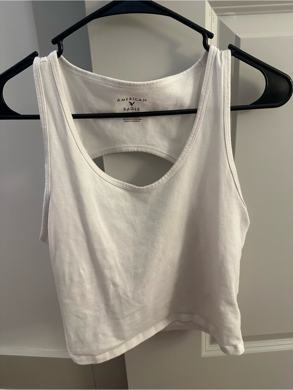 American Eagle Outfitters White Scoop Neck Cropped Tank